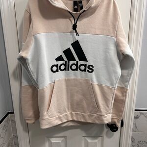 Adidas Men's Colorblock Hoodie - Cream and White